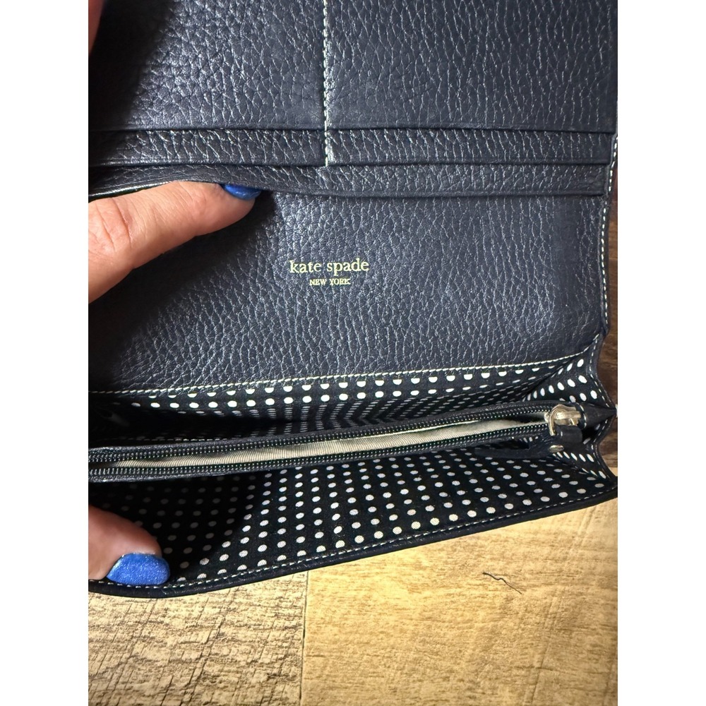 Vtg Kate Spade New York Bifold Black Leather‎ Wallet 4x7.5" - Picture 4 of 6